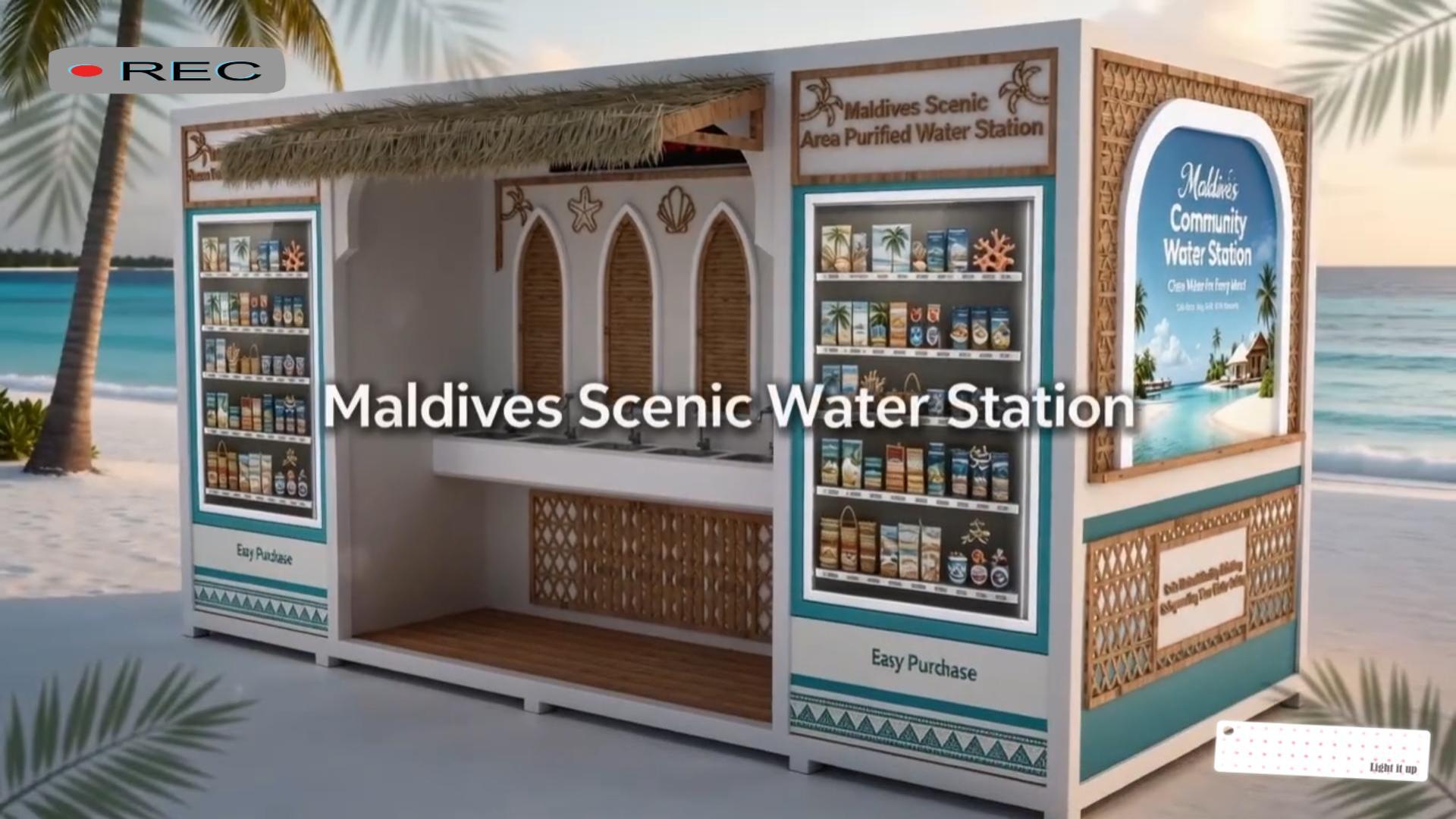 Reetgedeckte Wasserstation auf den Malediven – Wahrzeichen des Resort-Touristen-Check-ins?
